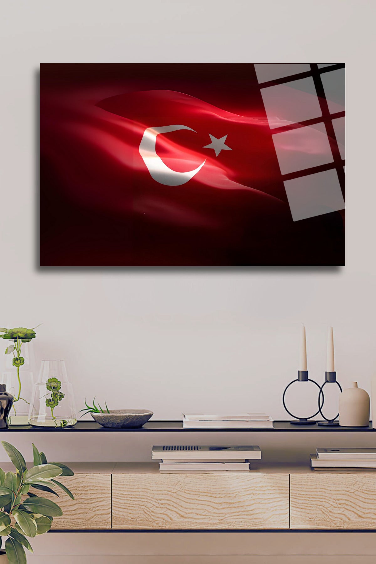 Türk Bayrağı Cam Tablo HMDS0115